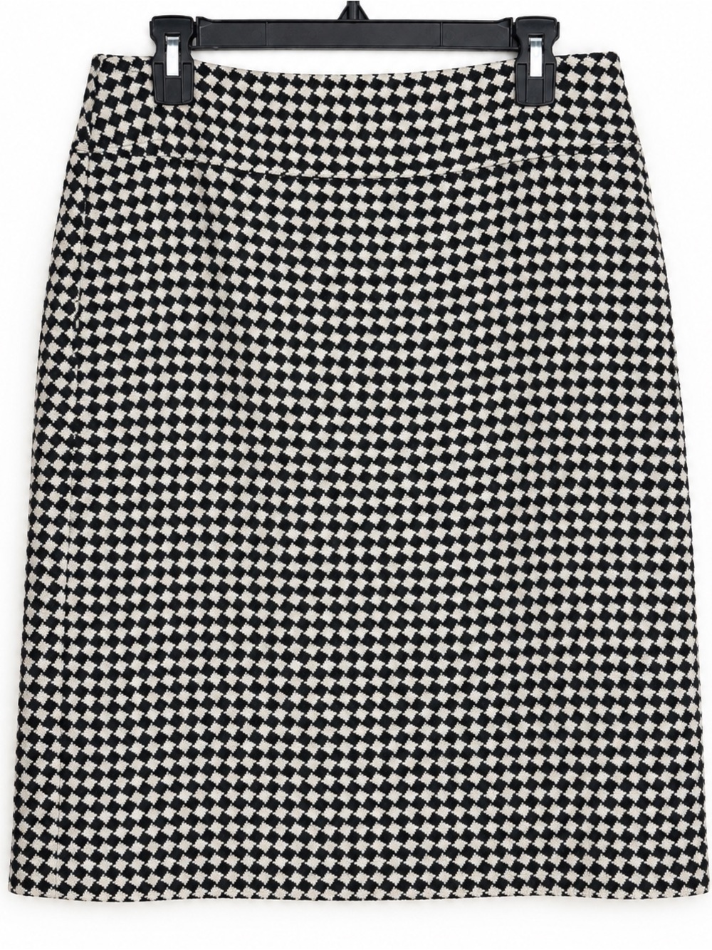 Talbots Black & Ivory Houndstooth Wool Blend Pencil Skirt Size 10